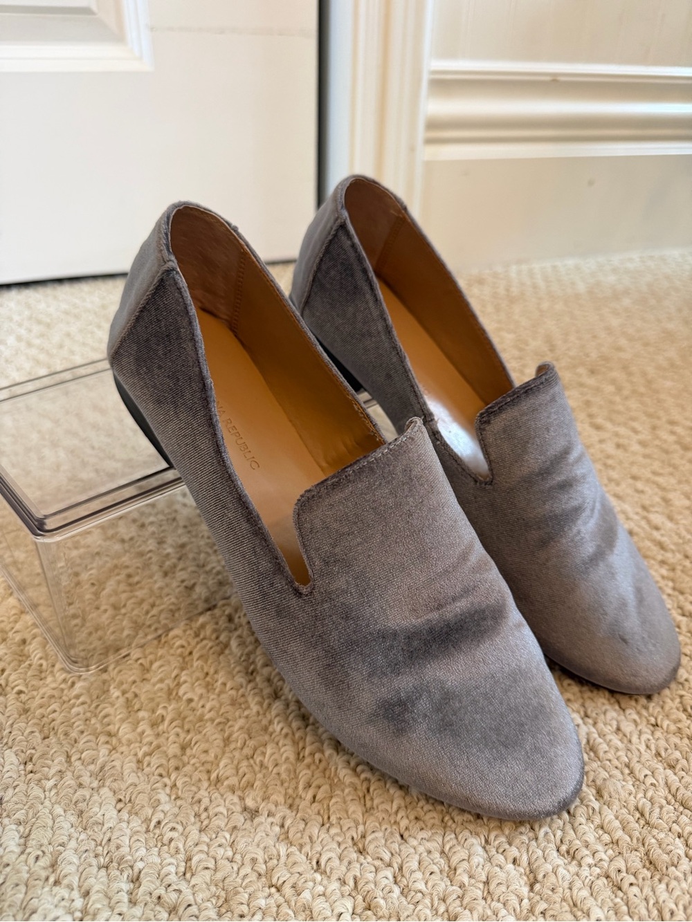 Banana Republic Gray Velvet Slip-On loafer